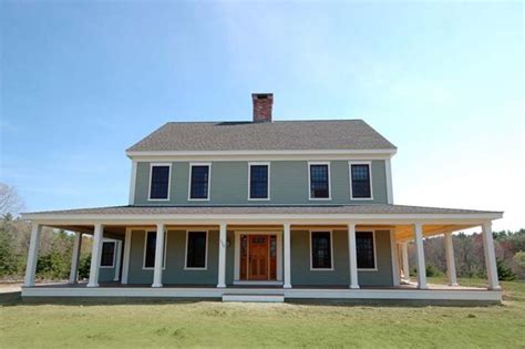 New England Farmhouse W Wrap Around Porch Hq Plans And Pics New