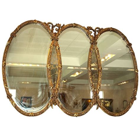 Antique French Style Triple Gold Wall Mirror At 1stdibs