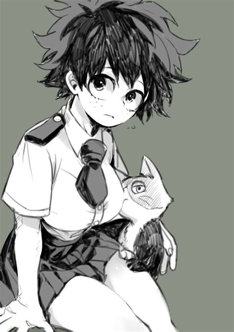 Genderbend Midoriya Izuku And Cat Todoroki Shouto Hero My Hero