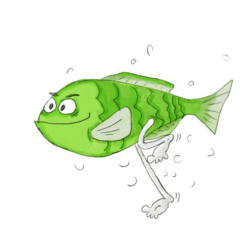 有腿的魚 畫 摸魚 游泳的素材圖案，psd和png圖片免費下載