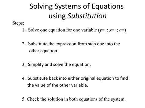 Ppt Solving Systems Of Equations Using Substitution Powerpoint Presentation Id 2530555