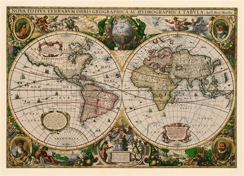 Old World Map 1595 Vintage Map Antique World Map Map Art Antique Maps