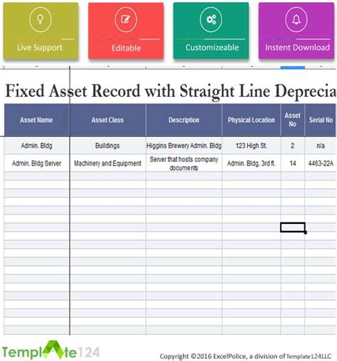 Fixed Asset Depreciation Excel Spreadsheet Template124