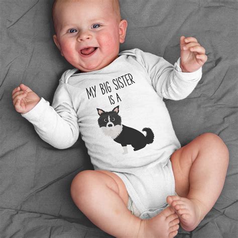 My Big Brother Sister Is A Border Collie Baby Bodysuit Dog Etsy