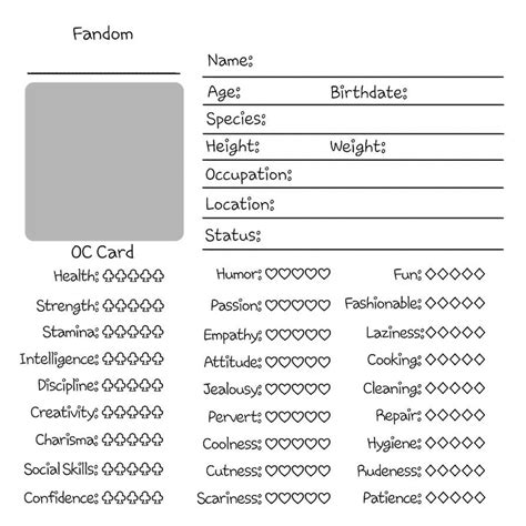 Reference Sheet Blank Mha Oc Template Oc Deviantart Card Template Character Sheet Challenge