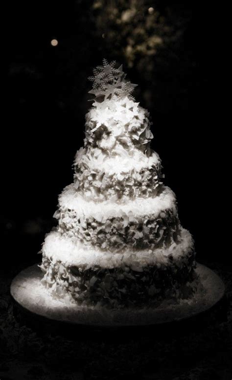 Winter Wedding Cake With Snowflakes At The Halcyon House