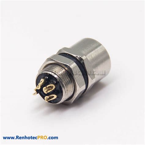 M8 4 Pin Female Connector Female Socket Solder Cup Rear