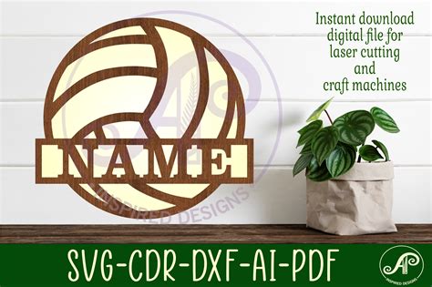 Volley Ball Name Sign Svg Laser Cut Graphic By Apinspireddesigns