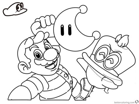 Super Mario Odyssey Coloring Pages Line Drawing Free Printable