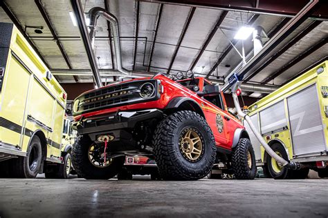 Bds Suspension Debuts Ford Bronco Fire Command Pickup Truck At Sema