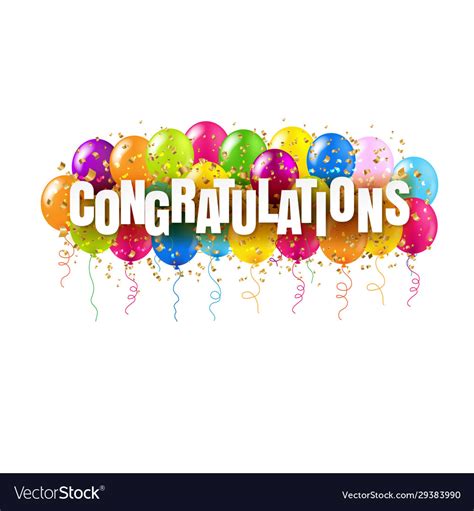 Congratulations Card And Colorful Balloons White Vector Image