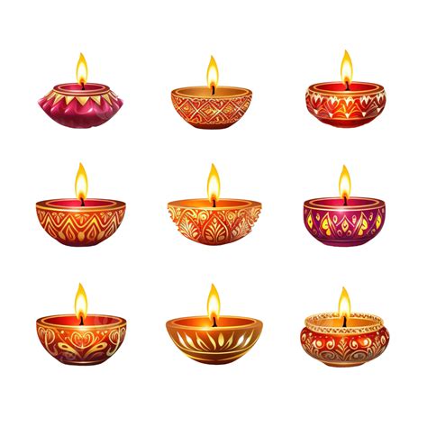 Happy Diwali Candles Set Design Festival Of Lights Theme Diwali