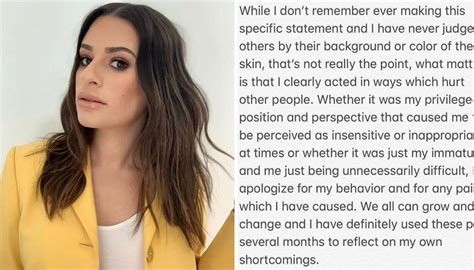 Lea Micheles Apology To Black Glee Castmates Narcissistic Prompts Fresh Allegations Of