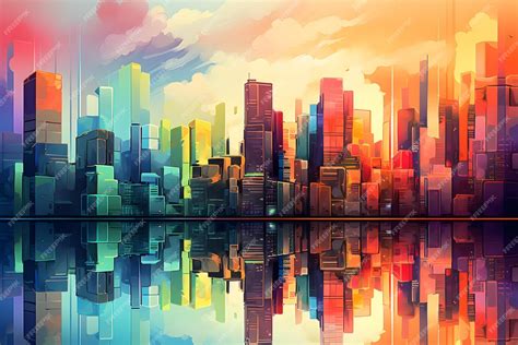 Free Ai Image Colorful Cityscape Abstract Illustration