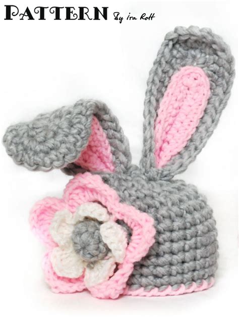 Fashion Crochet Design By Ira Rott Crochet Bunny Hat With Flower For