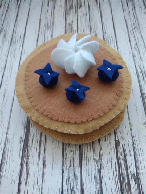 Felt Pancakes With Cream And Blueberries Felt Food Handmade Felt