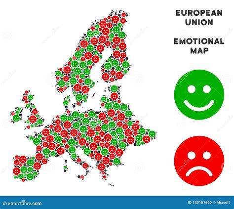 Vector Emotion European Union Map Collage Of Emojis Stock Vector