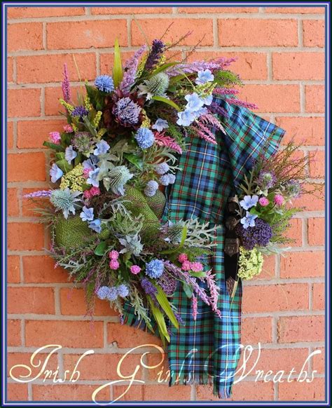 Custom Ordered Scottish Robertson Tartan Wreath Flower Arrangements
