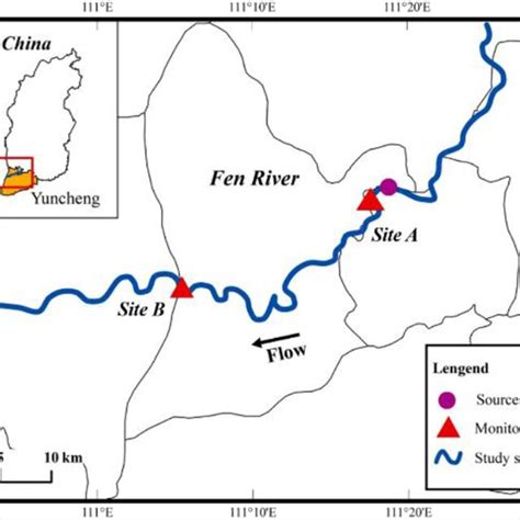 Map Of The Fen River With Its Monitoring Stations Download Scientific