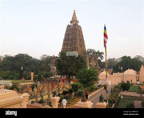 View Of The MahaBodhi Temple Complex Bodhgaya Bihar India On A