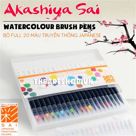 Akashiya Sai Watercolor Brush Pen 20 Color Set Theartshopvn