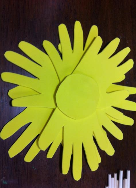 A Bouquet Of Sunflowers Made With Handprints Craft Kid