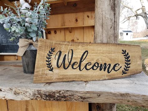 Rustic Live Edge Wood Welcome Sign Cottonwood Farm Store Farm To