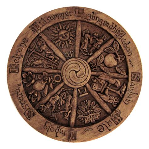 Small Wheel Of The Year Wall Plaque Wood Finish Dryad Design Pagan