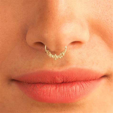 silver septum ring nose ring indian septum septum piercing etsy