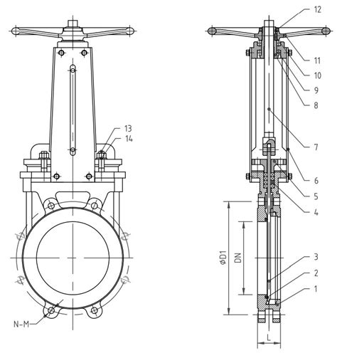 Cast Iron Knife Gate Valve Manual Operation Resilient Seat