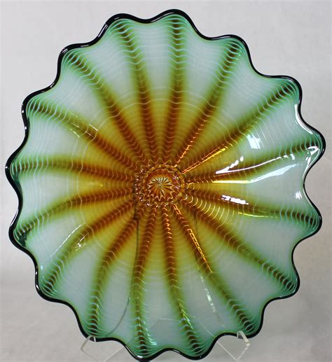 Beautiful Hand Blown Glass Art Wall Platter Bowl 7707 Oneil Etsy