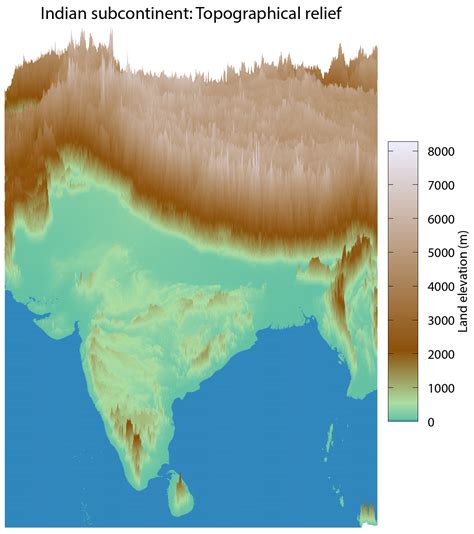 Topographical Relief Of The Indian Subcontinent Oc Rdataisbeautiful