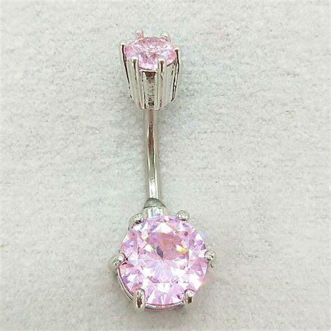 Double Crystal Rhinestone Navel Belly Button Ring Pircing Surgical Steel Fake Belly Piercing