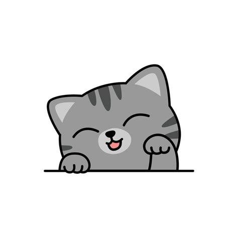 Cute Gray Cat Cartoon Vector Illustration 3430183 Vector Art At Vecteezy