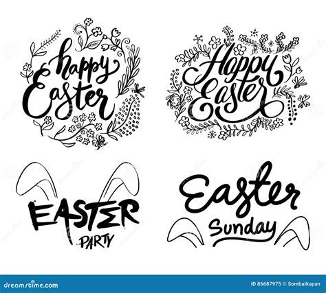 Happy Easter Lettering Collection Stock Vector Illustration Of