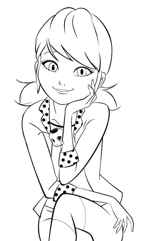 Free printable miraculous ladybug coloring pages kwami ladybug. Marinette Miraculous Ladybug Coloring Pages - Thekidsworksheet