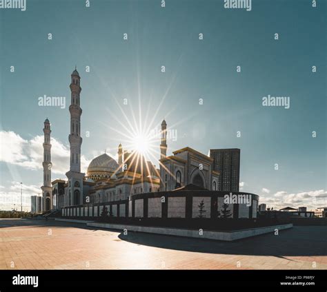 Outside View Mosque Hazrat Sultan In Astana Capital Of Kazakhstan On A