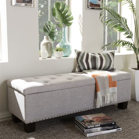 Find new with arms bedroom benches for your home at joss & main. Baxton Studio Hannah Modern and Contemporary Grayish Beige ...
