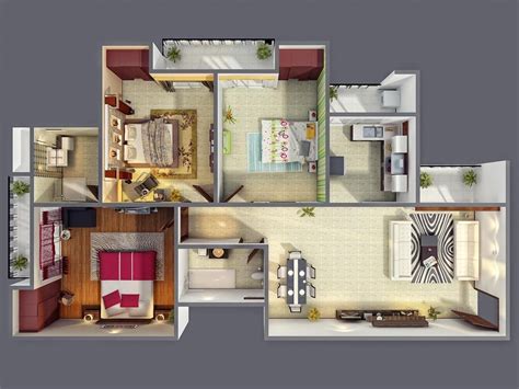 By far our trendiest bedroom configuration, 3 bedroom floor plans allow for a wide number of options and a broad range of functionality for any homeowner. 50 Three "3" Bedroom Apartment/House Plans | Architecture ...
