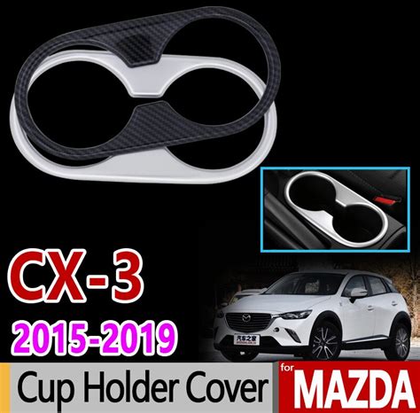 For Mazda Cx 3 Luxurious Carbon Fiber Chrome Cup Holder Cover 2015 2016