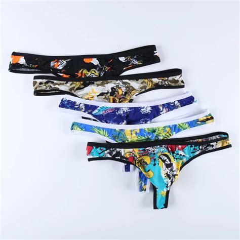 New Sexy Camouflage G Strings And Thongs Men Underwear Butterfly Bee Hd Print Man Thong Smooth