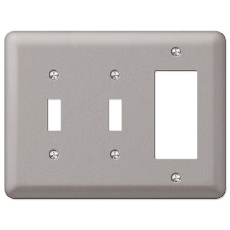 Why we love dimmer switches, controls & outlets. Hampton Bay Devon 2 Toggle 1 Decorator Wall Plate - Brushed Nickel-2TTRPW - The Home Depot