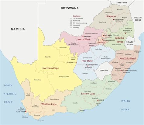South African Map Showing Provinces