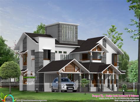 Modern Sloping Roof Luxury House Kerala Home Design A