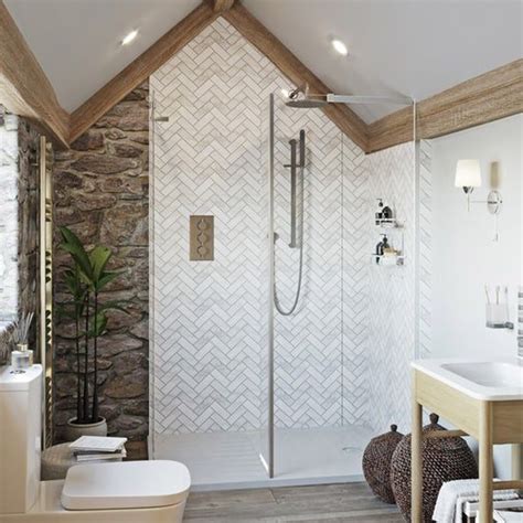Showerwall Custom Herringbone Acrylic Shower Wall Panel Bathroom Shower