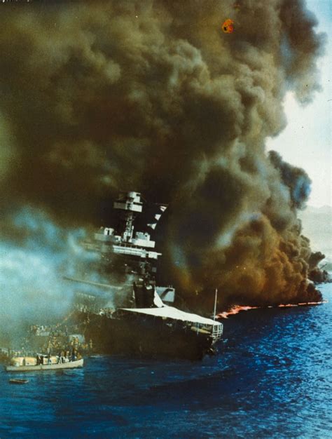 The Uss Burning In Pearl Harbor Pearl Harbor Pictures World War Ii