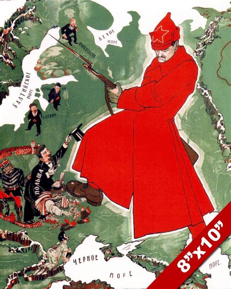 Bolshevik Russian Civil War Map Propaganda Poster Painting Real Canvas Art Print Ebay