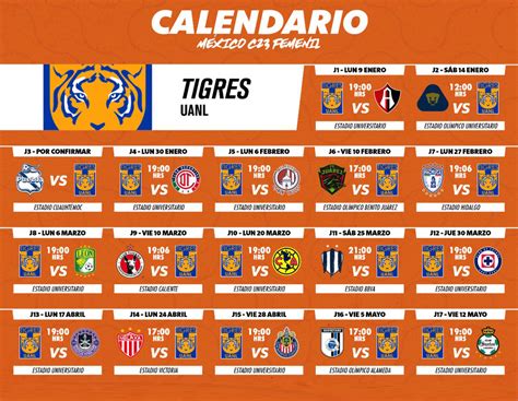 Calendario Tigres Femenil Clausura F Tbol En Vivo M Xico Gu A