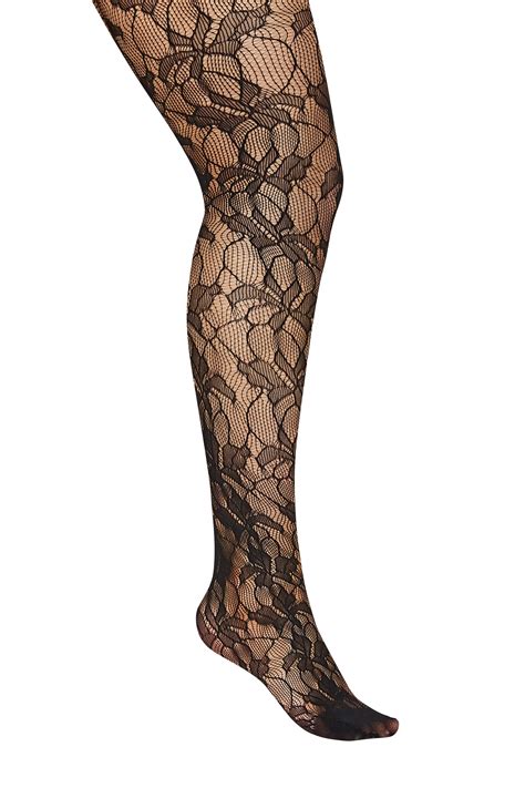 Black Floral Tights Yours Clothing