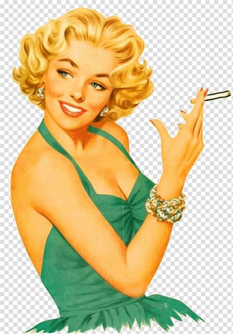 Marilyn Monroe Pin Up Girl Smoking Retro Style Woman Transparent